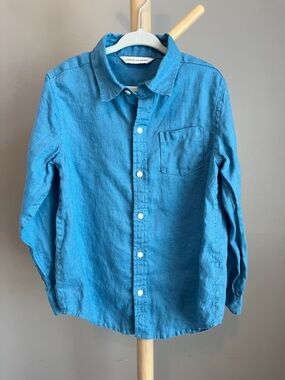 ⭐️⭐️ PICK 5 / $20 Janie & Jack Blue Button-Up Linen Shirt Size 5